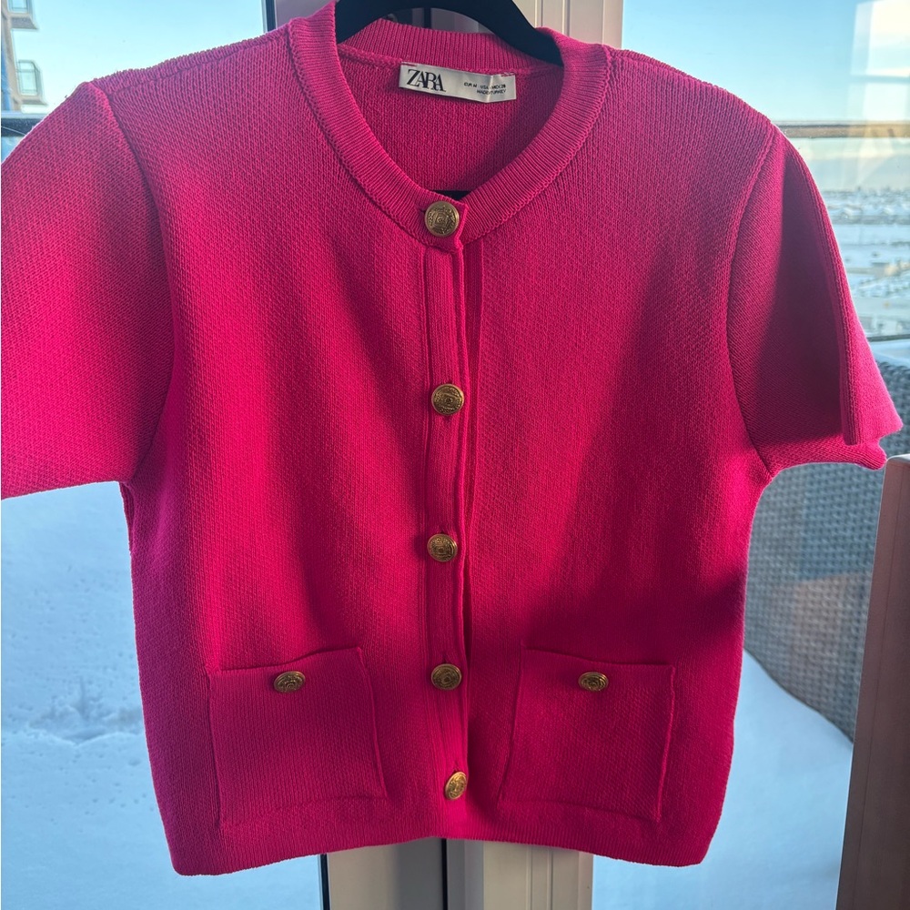 Zara Bright Pink Button-Up Shirt